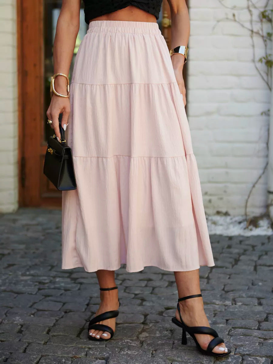 Long ruffled skirt for women in lightweight and flowy fabric with elastic waistband Lune London