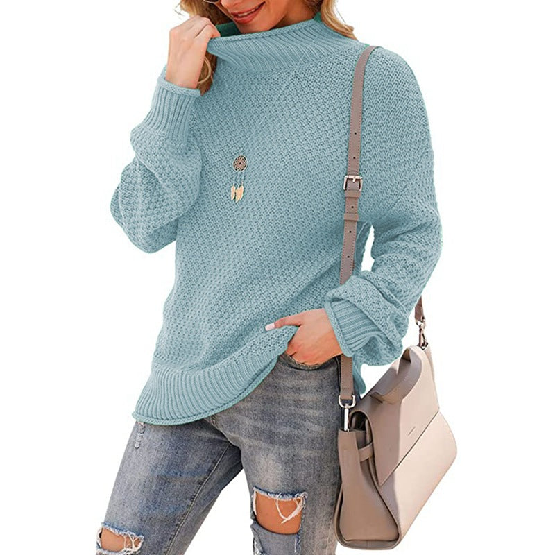 Chunky knit sweater for women with a high neck and casual fit Lune London