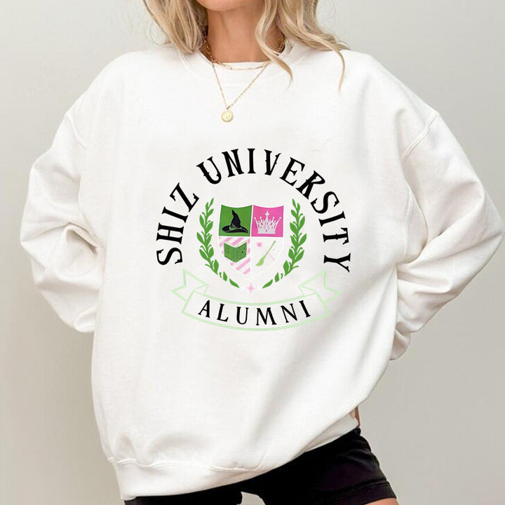 Sweatshirt surdimensionné pour femmes avec emblème universitaire et coupe décontractée Chic & Stil