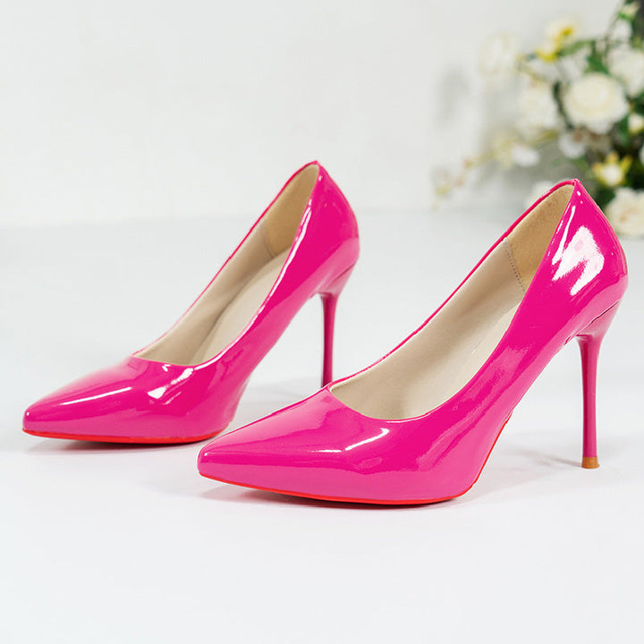 Women High-Heeled Pumps with Shiny Patent Finish and Elegant Silhouette Lune London