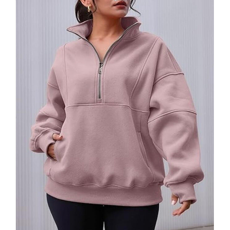 Women's sweatshirt with half-zip and oversized fit Lune London