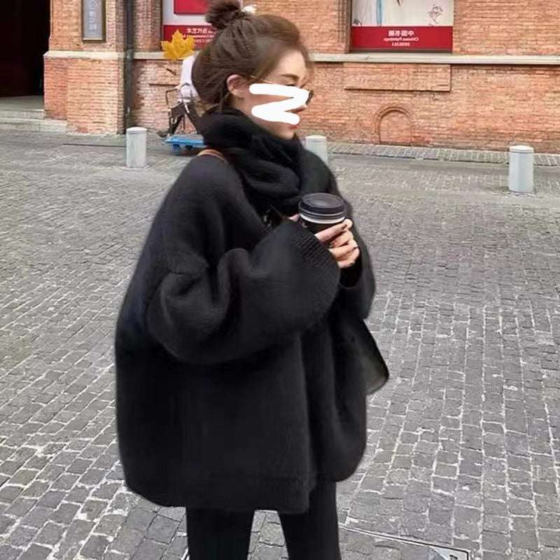 Cardigan surdimensionné pour femmes en tricot avec poches profondes et détails texturés Chic & Stil