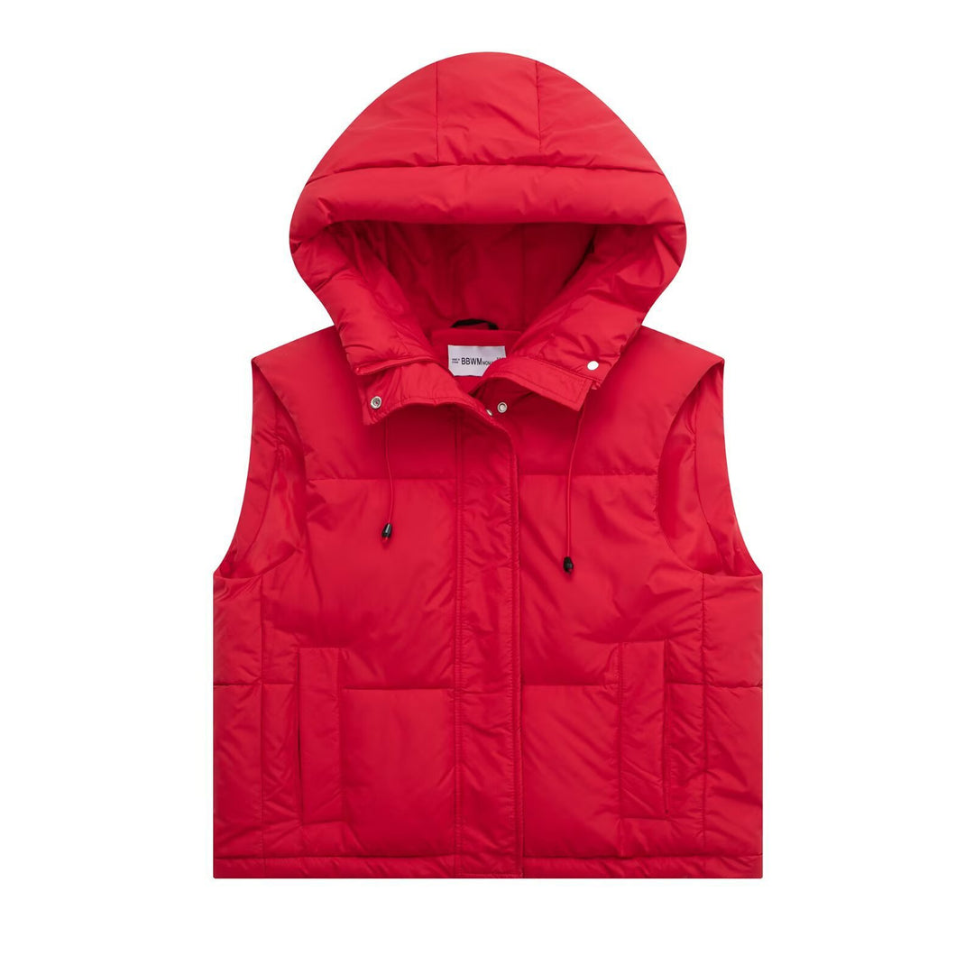 Ladies quilted gilet with hood and practical pockets Lune London