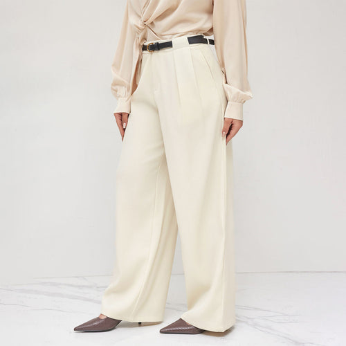 High-waisted palazzo pants for women with belt Lune London