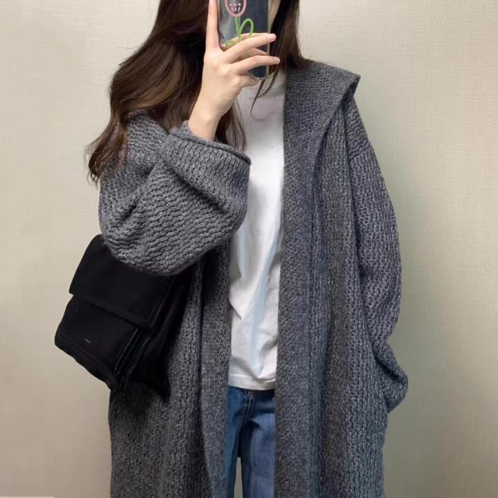 Ladies Thick Knit Open Cut Cardigan with Casual Chic Design