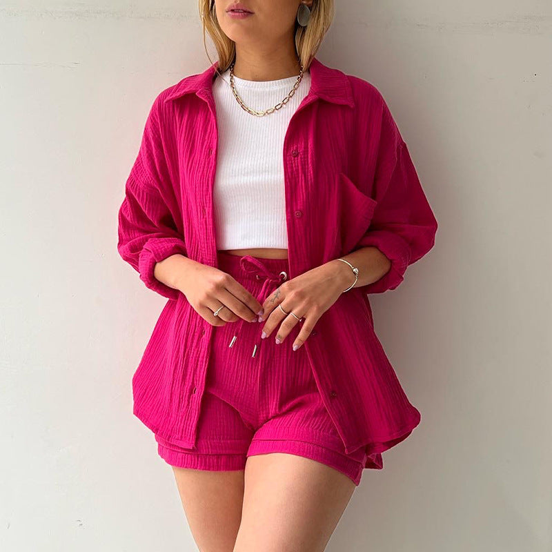 Casual set for women with short sleeves in breathable material with elastic waist Lune London