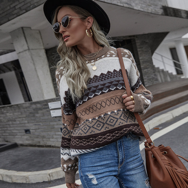 Women's chunky knit sweater with geometric pattern Lune London