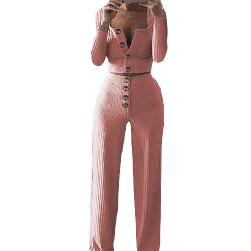 Ladies Comfortable and Elegant Knit Set 2 Pieces with Chic Button Details and Style