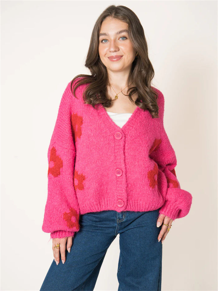Gilet pour dames avec motif floral et manches volumineuses Chic & Stil