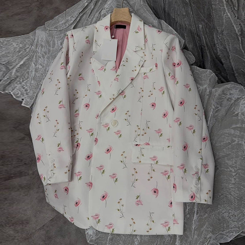 Women elegant blazer-dress with floral accents Lune London