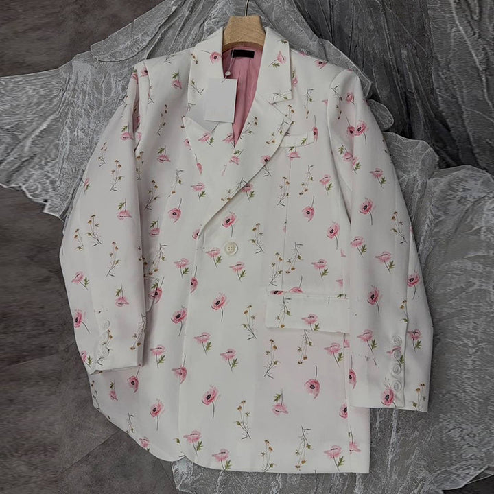Women elegant blazer-dress with floral accents Lune London