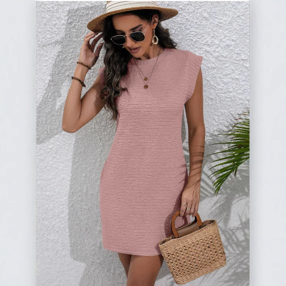 Short sleeve dress for women with textured design Lune London