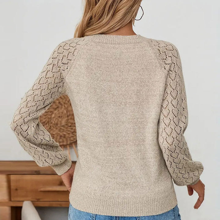 Pull en tricot pour femmes avec des manches à motif dentelle raffiné Chic & Stil