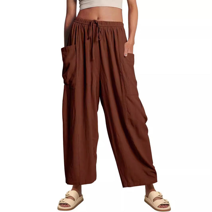 Comfortable Palazzo Pants for ladies with elastic waistband and side pockets Lune London