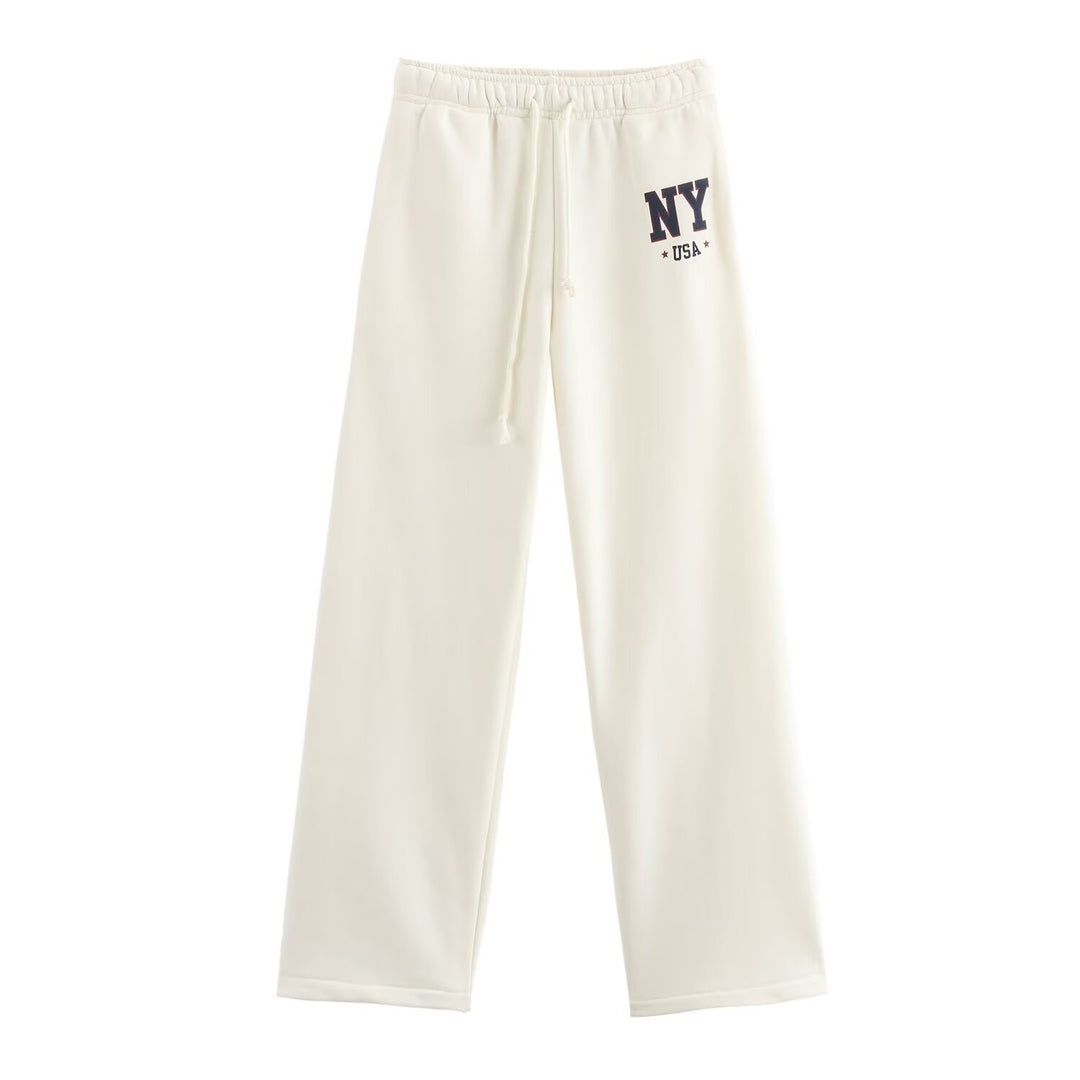 Women's jogging pants with logo application on the side and elastic waist Lune London