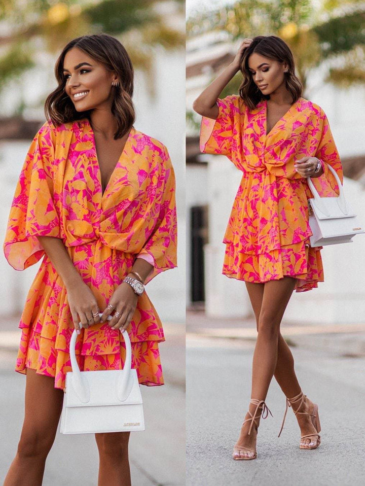 Chic Layered Mini Floral Dress