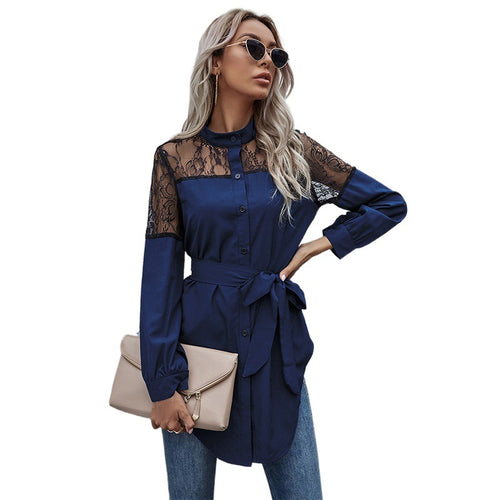 Shirt dress women with lace shoulders Lune London