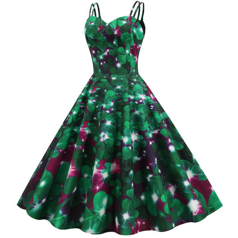 Robe A-Line vintage pour femmes avec un charmant motif floral Chic & Stil