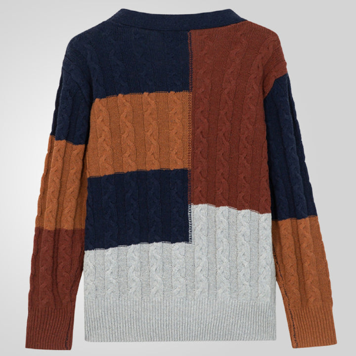 Men's knitted jacket with modern embossed pattern and matching pockets in Lune London color