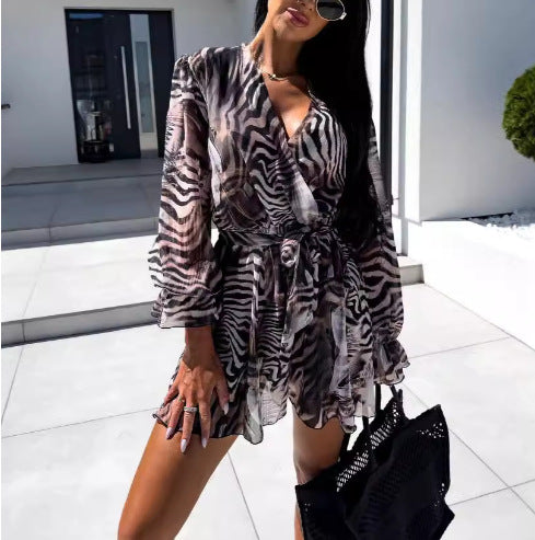 Floral wrap dress for women with adjustable belt Lune London