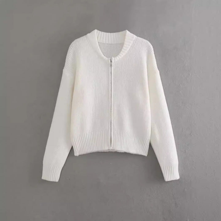 Cardigan moderne pour femmes avec des manches volumineuses et fermeture éclair Chic & Stil