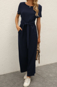 Women's jumpsuit with tie belt and wide legs Lune London