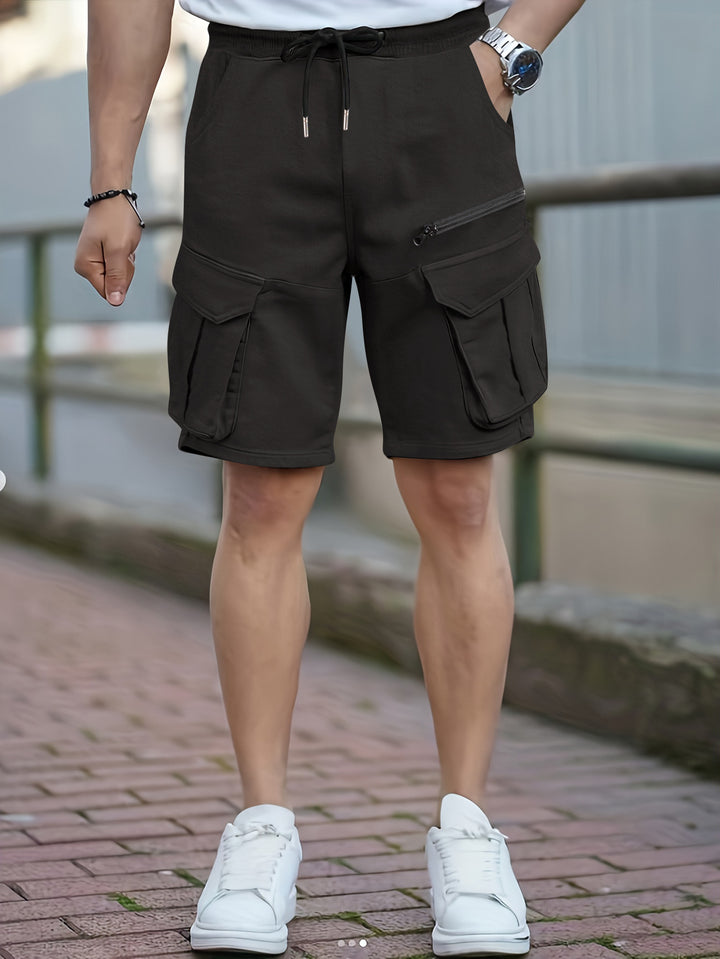 Men's cargo style utility shorts with multiple pocket design Lune London
