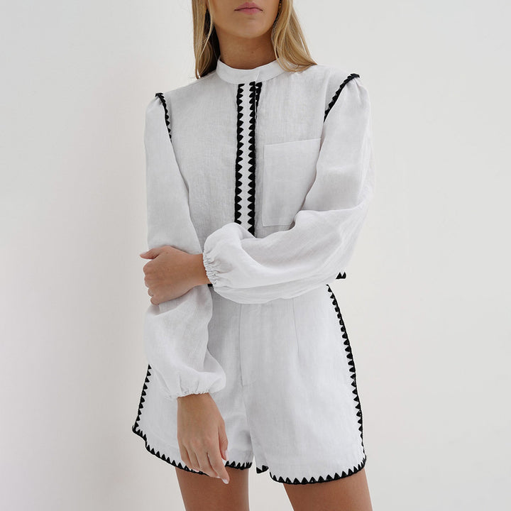 Ladies light top with decorative contrasts and relaxed fit Lune London