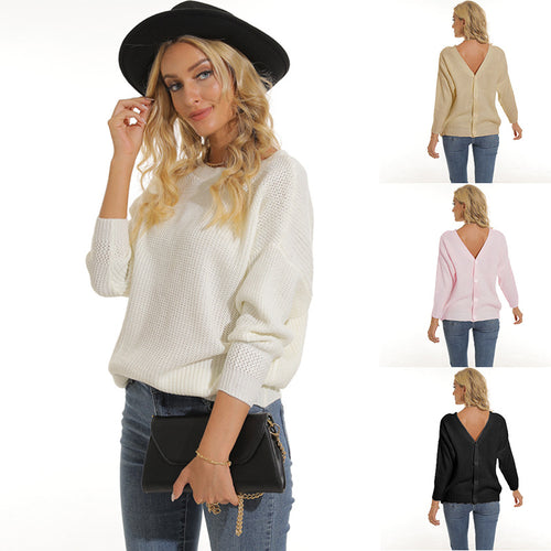 Woman cardigan with deep V-neck and button placket Lune London