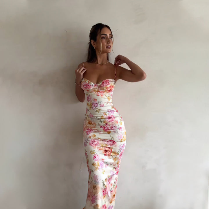 Chic and stylish floral maxi bodycon dress for women
