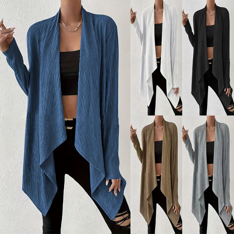 Women Draped Long Jacket Made of Breathable Material with Modern Cut Lune London