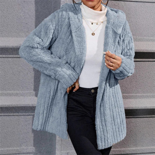 Casual fleece jacket for women with textured design and hood Lune London