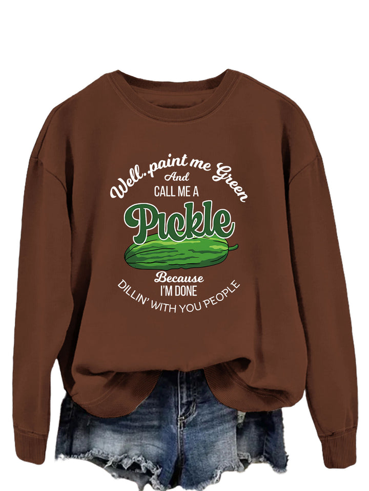 Sweat-shirt femme avec un motif de concombre amusant et un imprimé créatif Chic & Stil