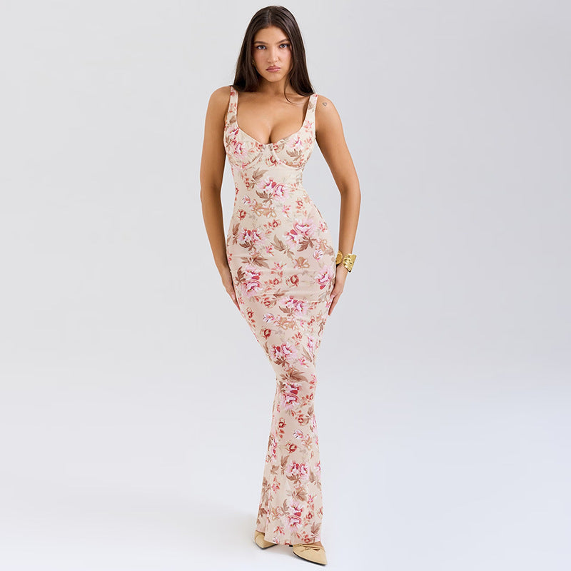 Lune London Slim Fit Floral Evening Dress for Women