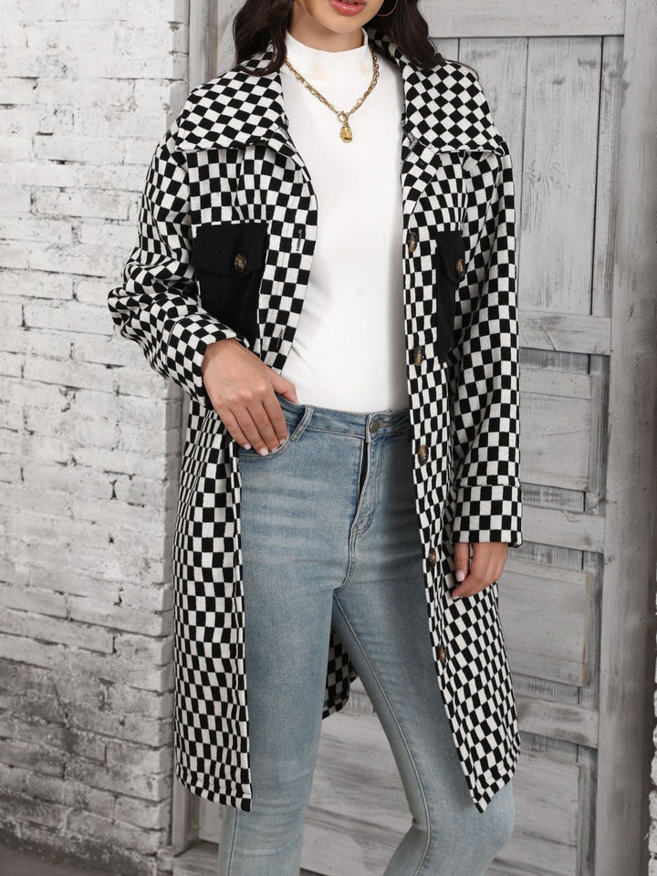 Plaid overshirt jacket for women with pockets and button detail Lune London