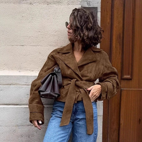 Lune London suede jacket for ladies with belt