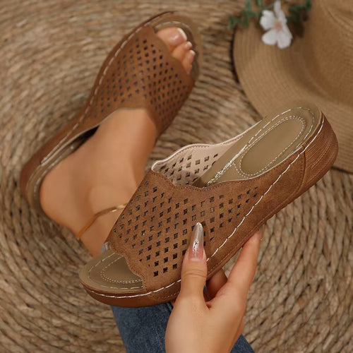 Perforated strap comfort sandals for women Lune London