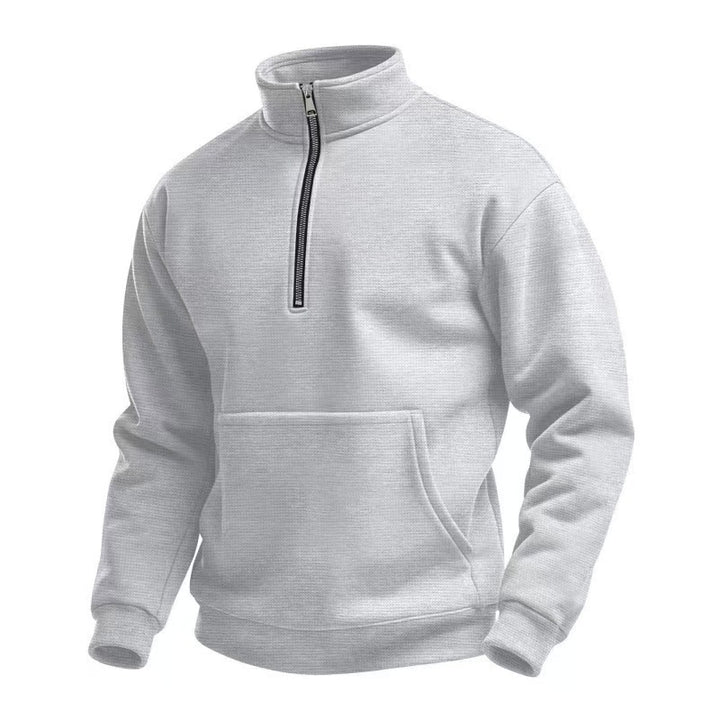 Men's fleece sweater with short zip and front pocket Lune London