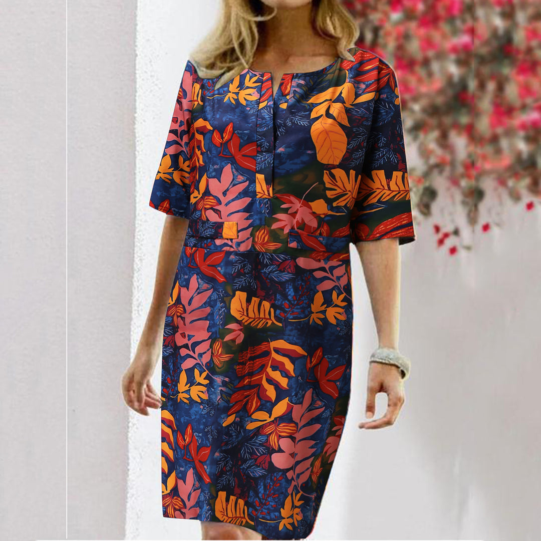 Chic Women's Tropical Print Shift Dress
