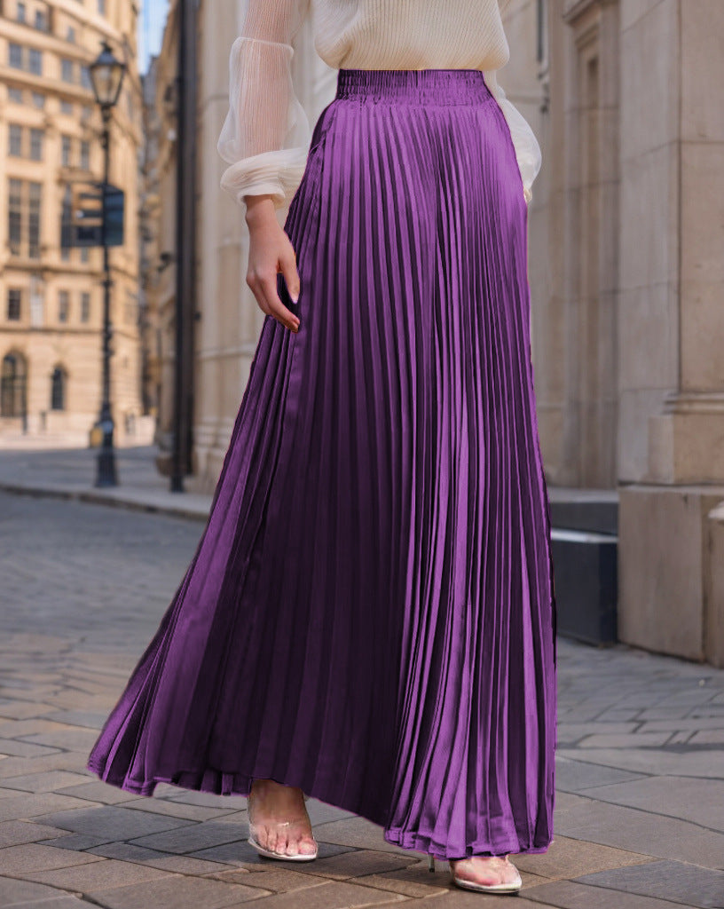 Pleated maxi skirt for women with elastic waist and flowy cut Lune London