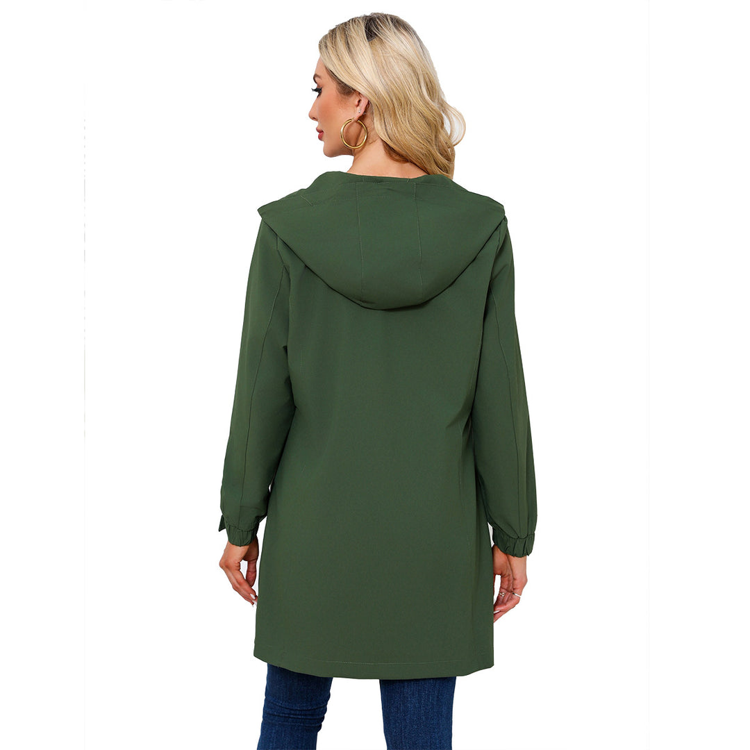 Women's modern rain jacket with hood and practical pockets Lune London