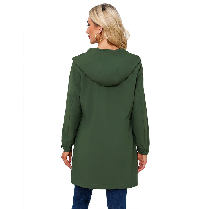 Women's modern rain jacket with hood and practical pockets Lune London
