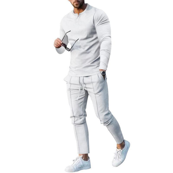 Men's sports top and pants set with modern Henley neckline Lune London