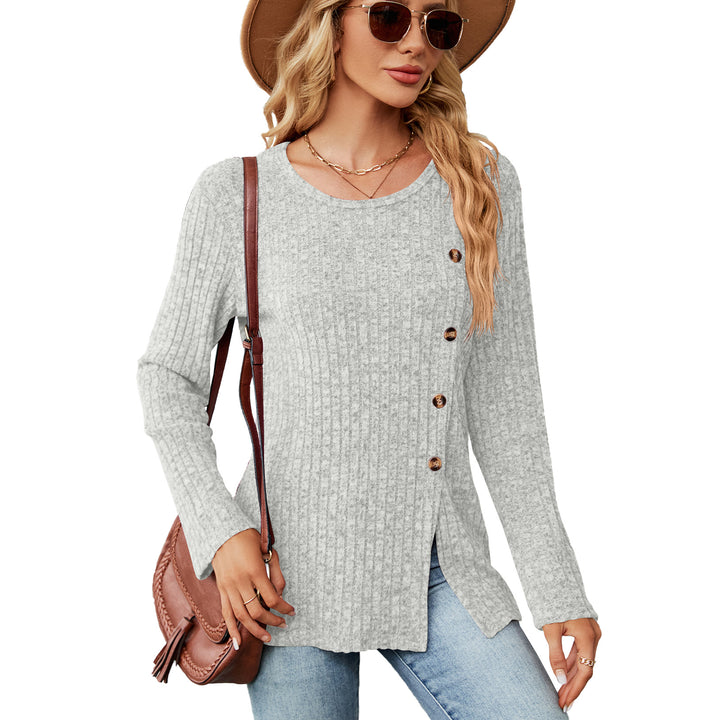 Casual knit blouse for women with a tie design and side slit Lune London