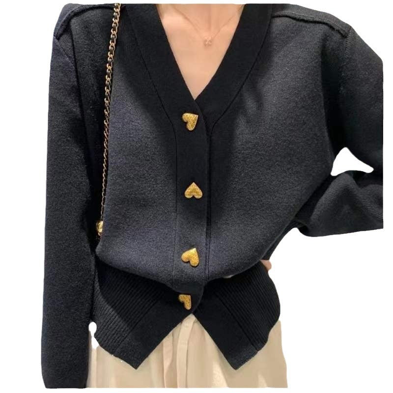 Ladies Elegant Knit Vest with Decorative Button Details and Chic V Neck