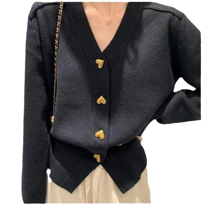Ladies Elegant Knit Vest with Decorative Button Details and Chic V Neck