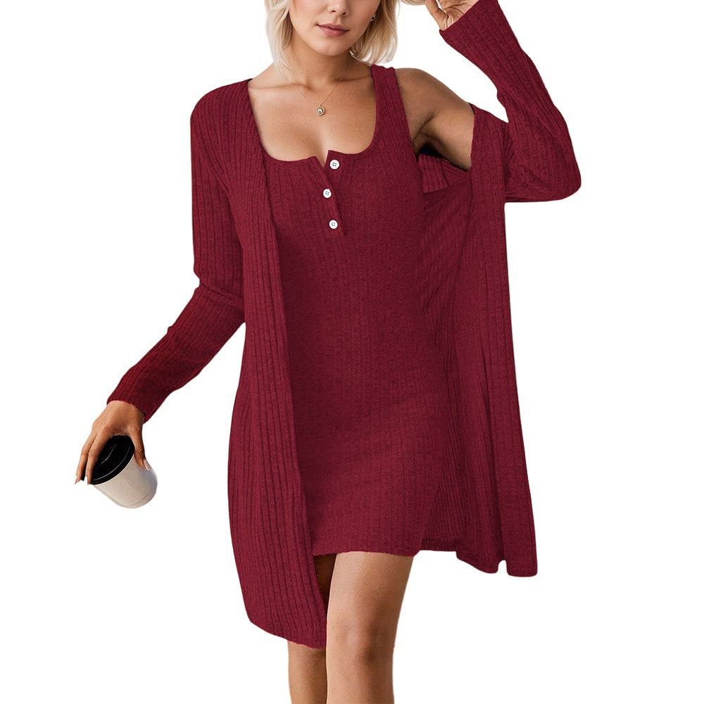 Robe tricotée décontractée pour femmes avec cardigan ouvert Chic & Stil