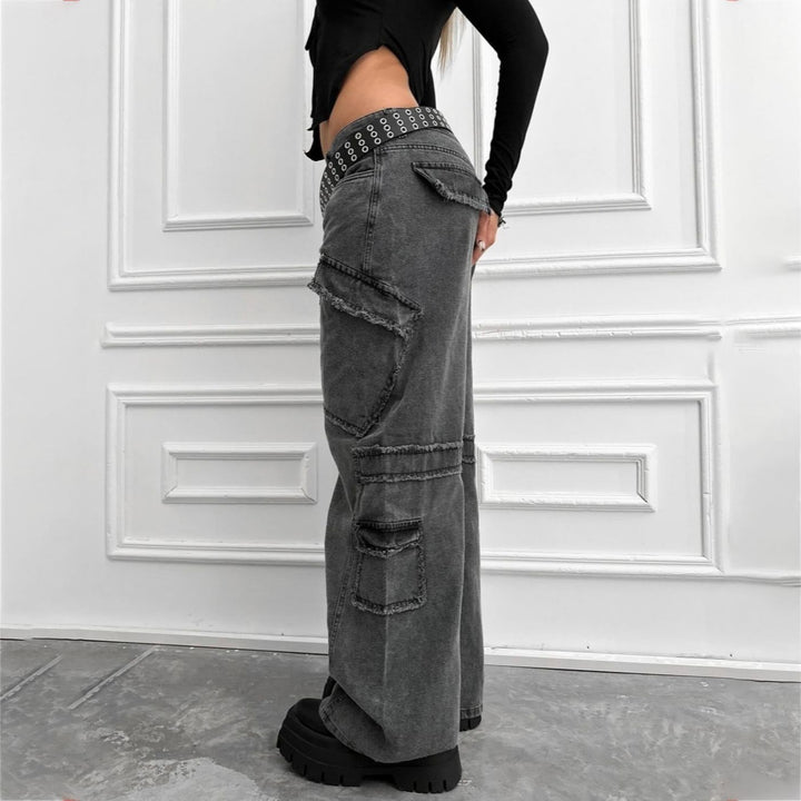 Vintage casual style women's cargo pants with remarkable applications Lune London