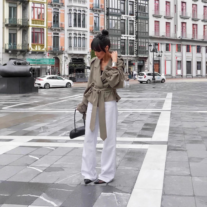 Oversized trench coat for women with adjustable belt and voluminous sleeves Lune London