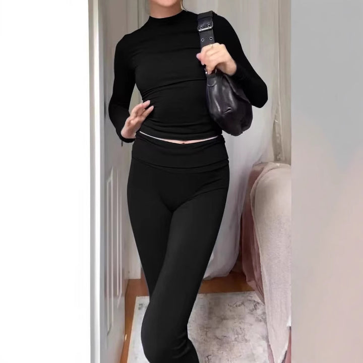 Women functional top with high collar and elastic waist Lune London